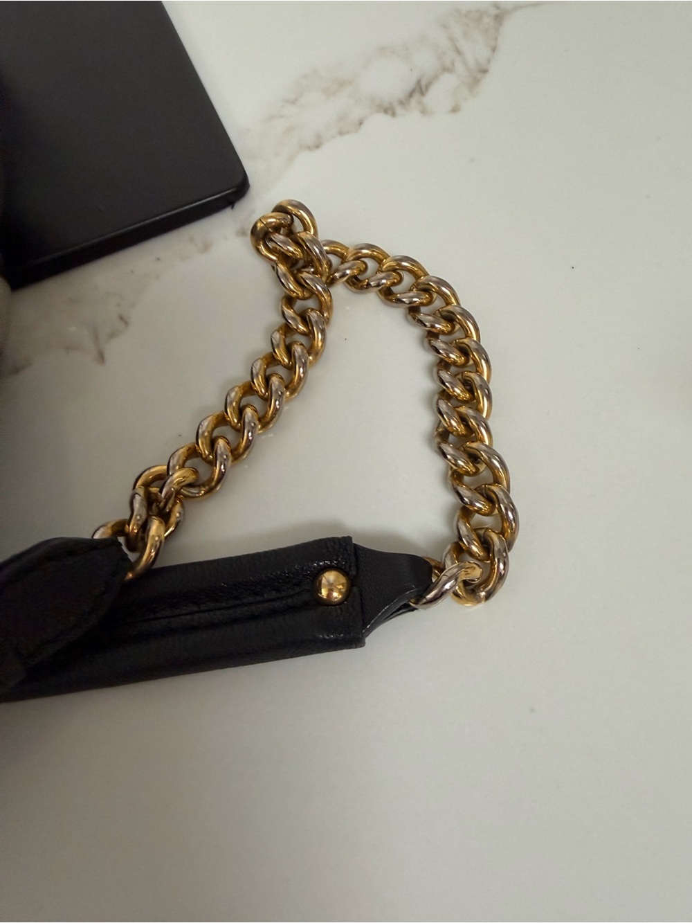 Marc Jacobs Black Quilted Leather Frame Shoulder Crossbody Bag Gold Chain - Picture 12 of 15